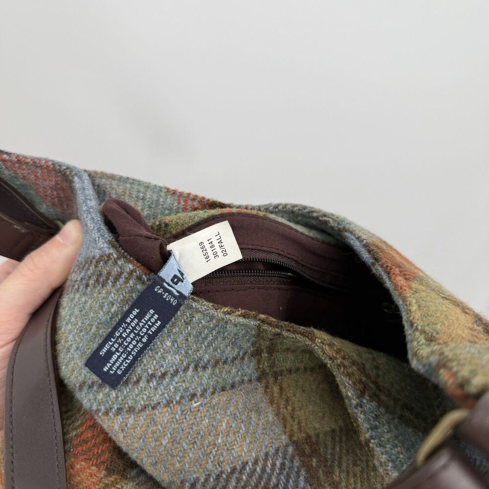 Gap Vintage 2002 Wool Plaid Leather Shoulder Bag Small Fall Y2k - Picture 12 of 12